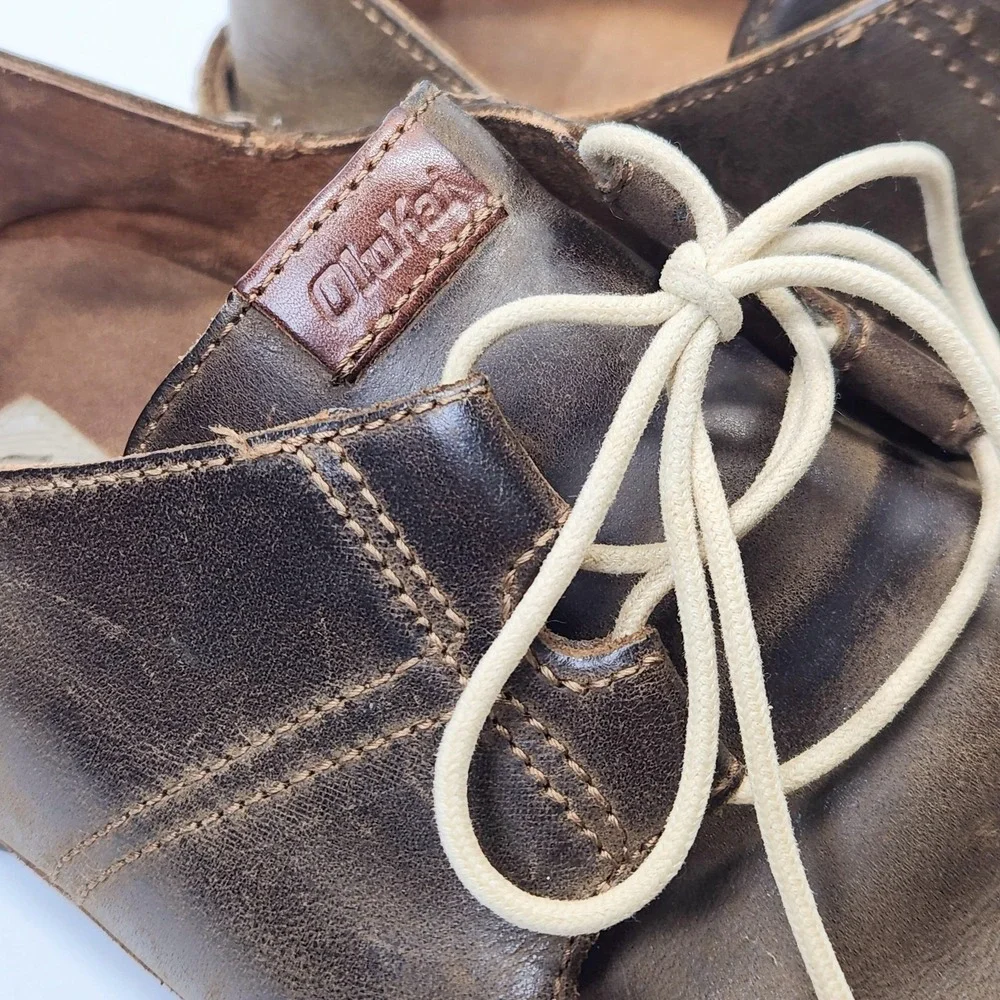 OluKai Ohana Lace Up Nubuck Shoes Mens Size 11.5 Brown Leather Moccasins Comfort